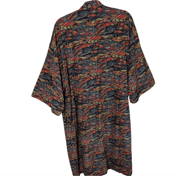 Vintage Nordstrom 100% cotton robe OSFM kimono art to wear geometric mod men's - Picture 2 of 12